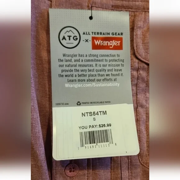 Wrangler ATG All Terrain Gear Utility Shirt , Men's Small or Medium Button Down - Picture 3 of 4